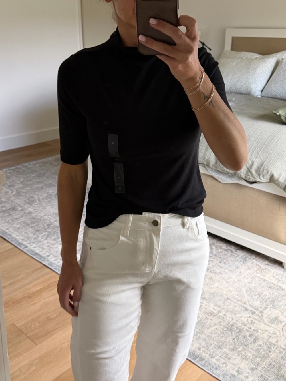 Banana Republic Black Short Sleeve Funnel Neck Top - Picture 5 of 5